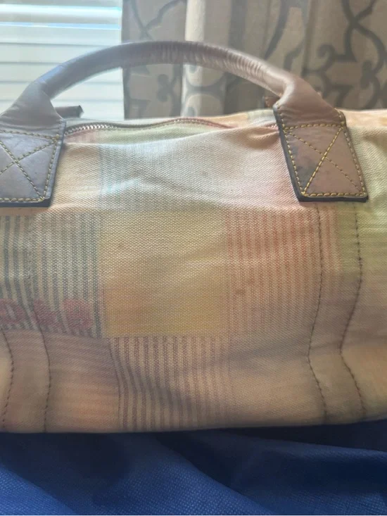 Y2K Dooney and Bourke PatchworkPastel Plaid Women's Handbag with Leather Handles - Picture 7 of 16